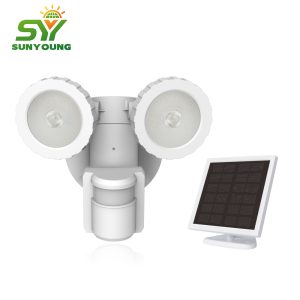 180-Degree White Solar Powered Motion Activated Outdoor Integrated LED Flood Light # SY-SL02C